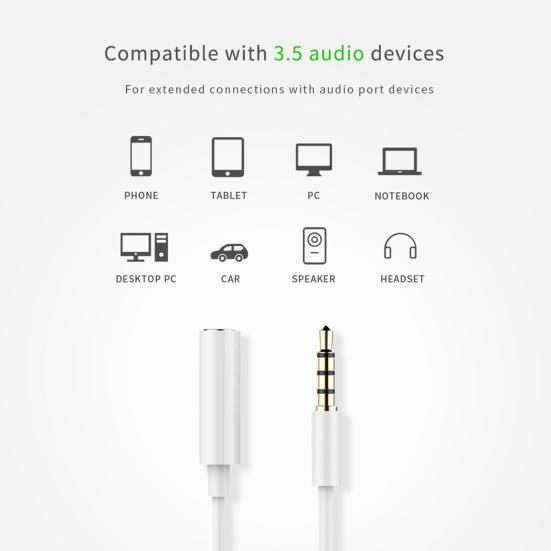 Удлинительный кабель для наушников Передача сигнала Штекер Стерео Аудио Воспроизведение 3,5 мм Штекер на Гнездо