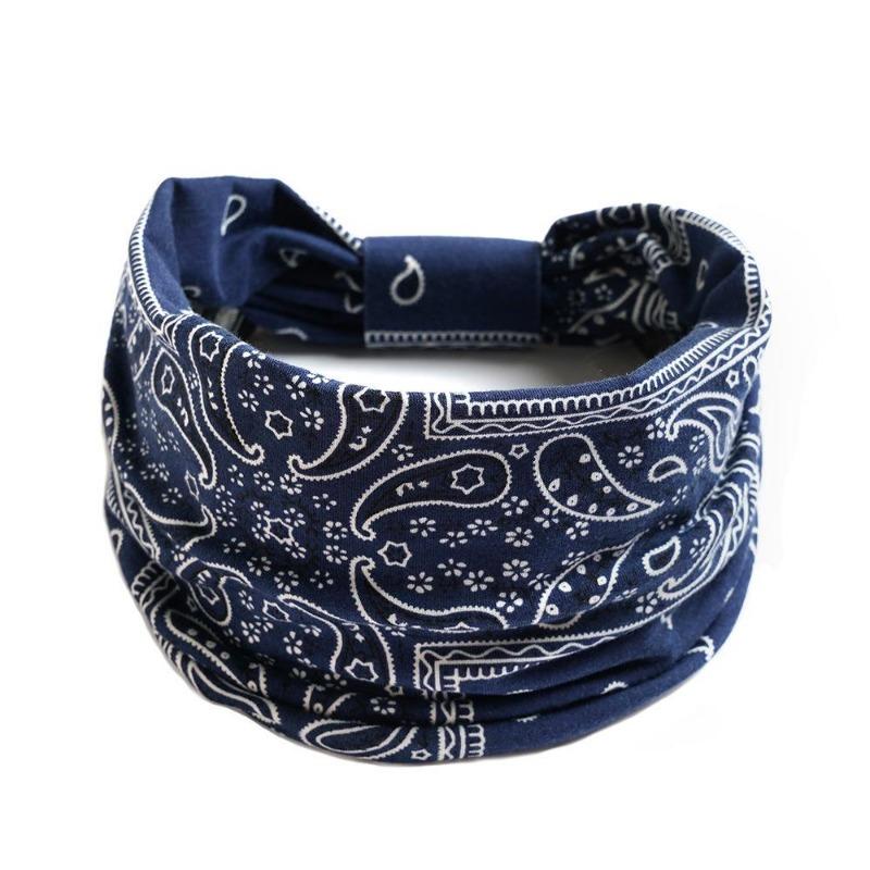 New Boho Cotton Wide Headband for Women Cashew Leopard Flower Print Turban Headwrap Knot Hairband Bandana Girls Hair Accessories