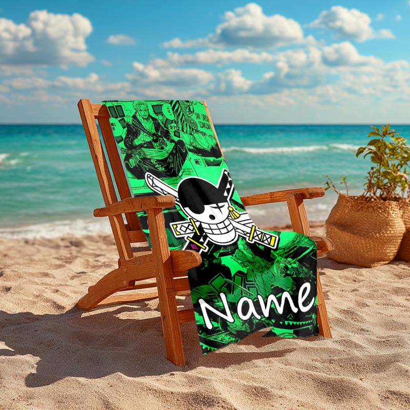 Personalized customized proof beach towel with Zoro the Pirate King pattern - soft, absorbent,quick-drying,perfect swimming,camping&bathing