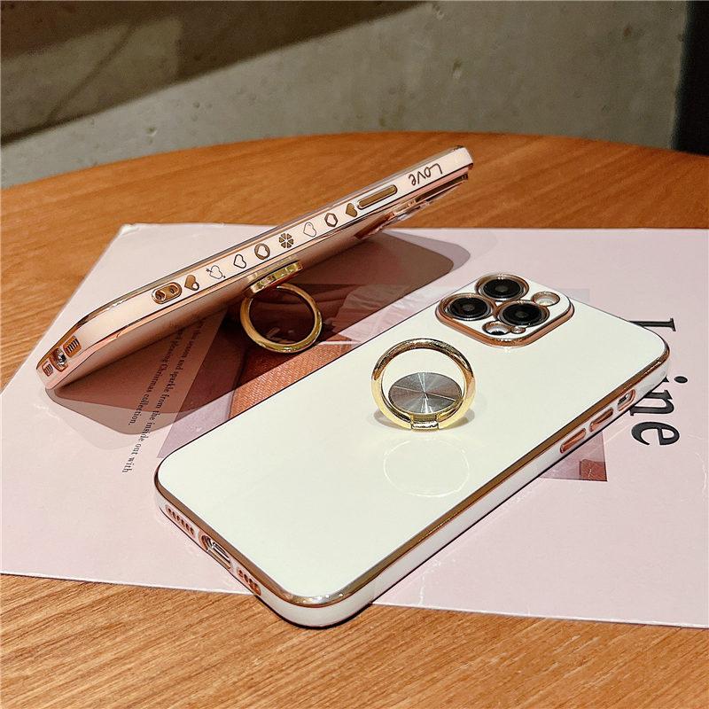 Мягкий чехол-держатель с кольцом для iPhone 14 13 12 11 Pro Max 13pro 14 Plus 14, противоударный бампер, гальваническая задняя крышка