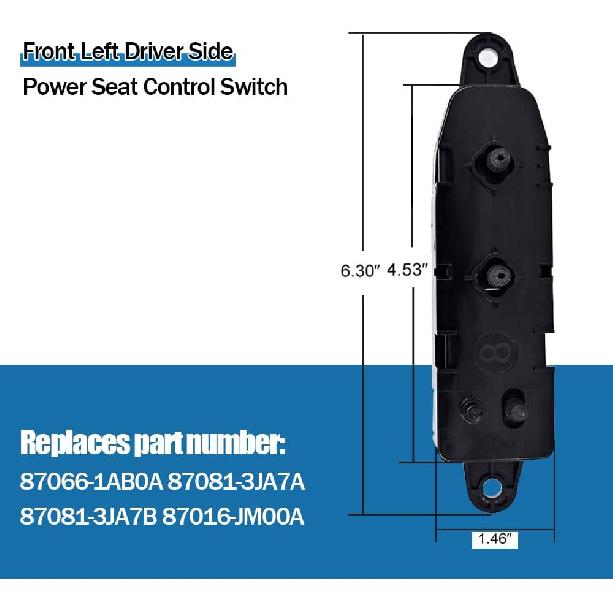 Front Left Driver Side Power Seat Control Switch Fits for Nissan Infiniti Titan Murano Pathfinder Rogue 87066-1AB0A 87081-3JA7A 87081-3JA7B