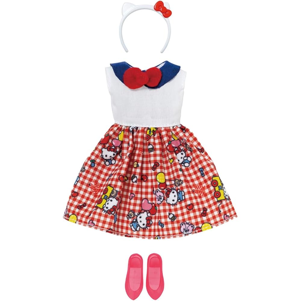 Takara Tomy Licca-chan Dress My Choice Sanrio Characters Hello Kitty Outfit with Headband Toy for Ages 3 and Up