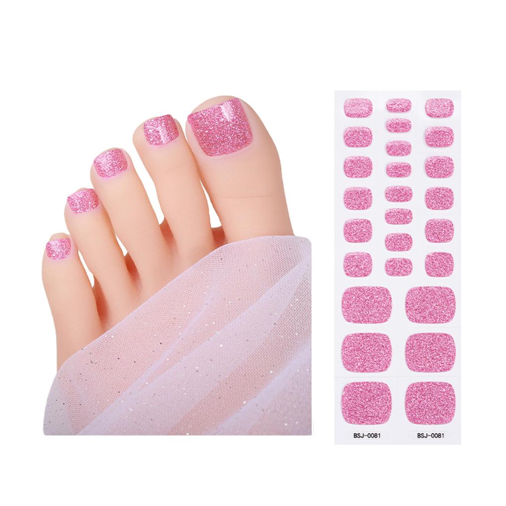 Toenail Stickers Semi Cured Gel Toenail Strips Solid Color Toenail Polish Strips Toe Nail Wraps Toenail Art Decoration