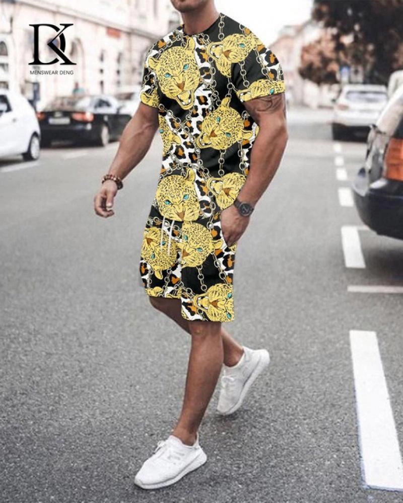 Летний мужской комплект футболок, черно-белый сетчатый 3D-принт, одежда большого размера, трендовый мужской спортивный костюм, футболка для фитнеса, шорты, комплект одежды