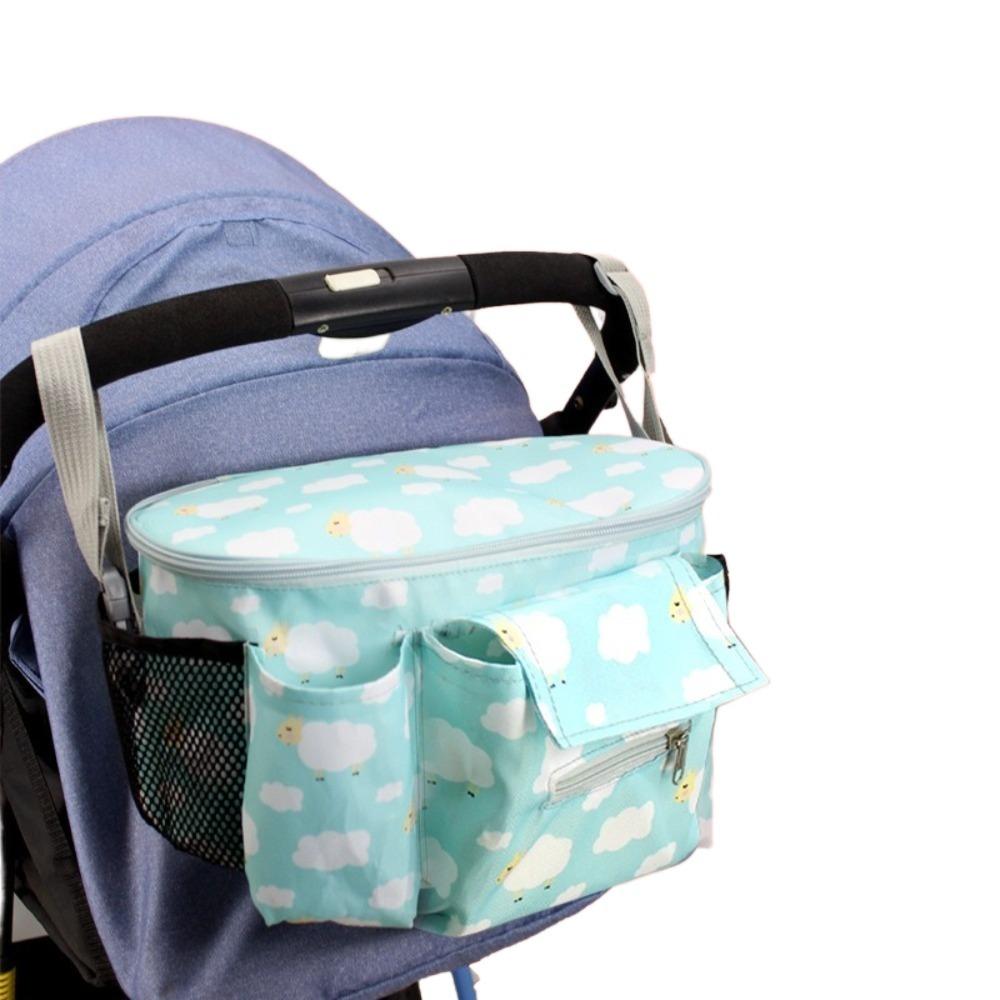 Large Capacity Baby Stroller Bag Printed Hanging Carriage Bag Infant Nappy Bags