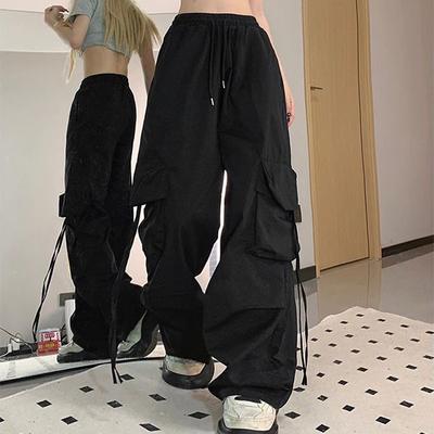 Женские весенне-осенние брюки больших размеров однотонные, дофаминовые, свободные, с широкими штанинами, эластичной талией, тонкие, дышащие, рабочие