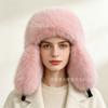 Full hairy Lei Feng hat female thickened warm windproof imitation fur fox hair snow hat ear protector male winter
