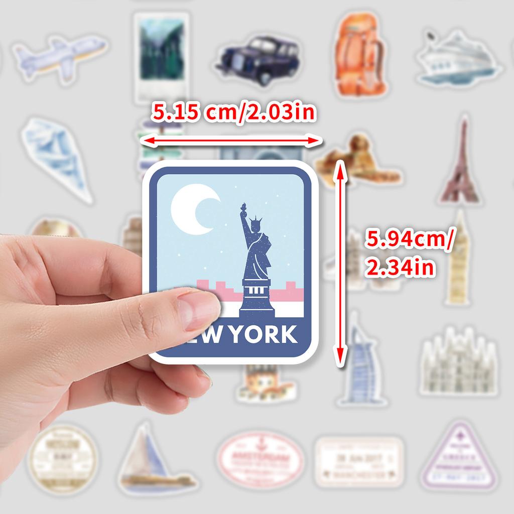 Серия «50 туристических достопримечательностей» Граффити-наклейки Наклейки для украшения водонепроницаемые для чашки, компьютера, скейтборда, наклейки для канцелярских товаров