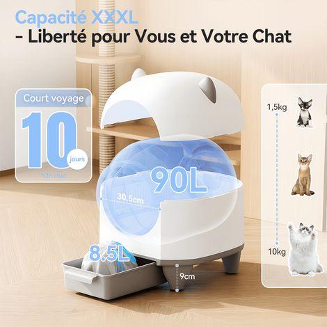Bac à Litière Autonettoyante pour Chat 65L+9L - Litière Automatique Contrôle par App - Tapis de Litière et 6 Sacs Poubelles