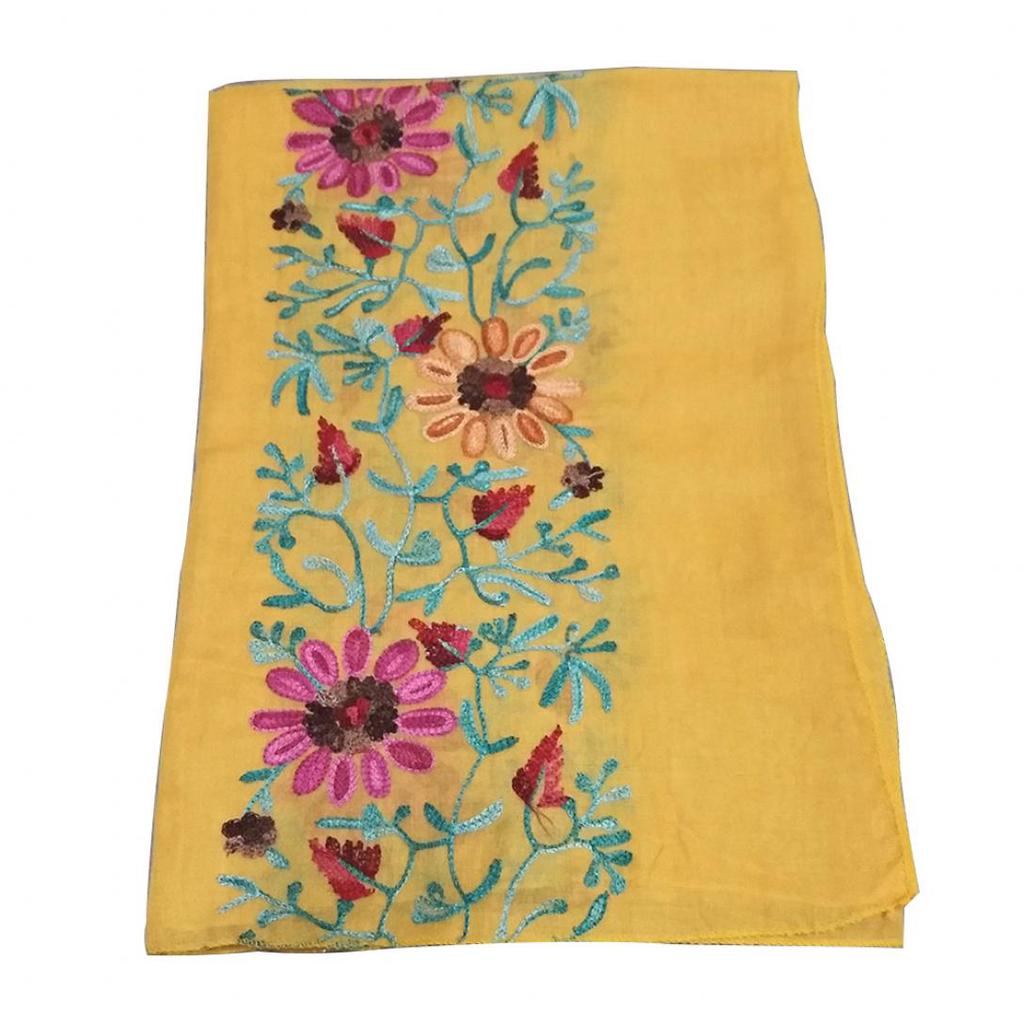 Embroidered Flower Scarf Cotton Women Long Wrap Bandana Scarves Girl Shawl Gift