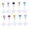10pcs A Lot White 16 Ga Acrylic CZ Crystal Labret Stud Monroe Bar Lip Ring Piercing