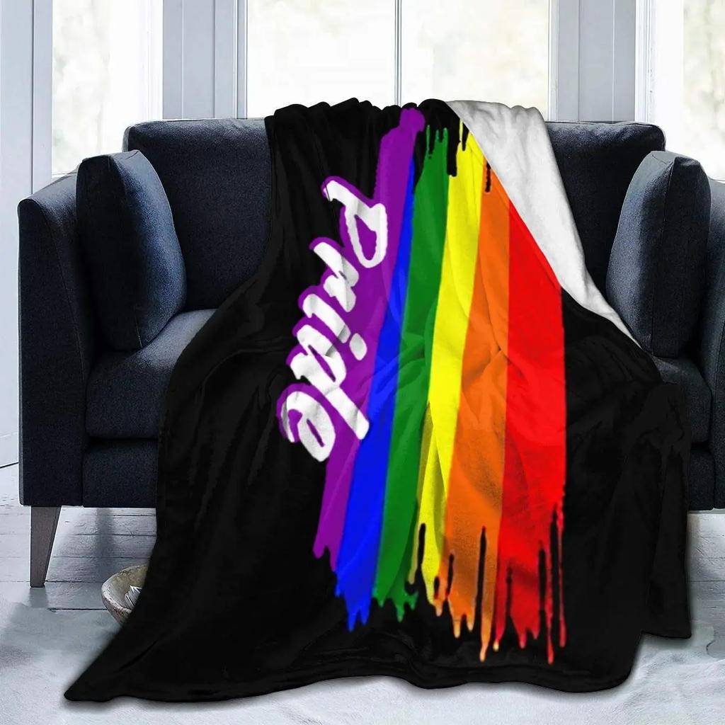 Throw Blankets LGBT Gay Pride Lesbian Rainbow Flannel Blanket for Couch Sofa Blankets Large Bedding Gifts for Christmas New Year
