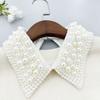 Elegant Vintage Pearl Embellished Handcrafted Collar for Women High-Quality Polyester Fiber Pearl Sewing Woven Necktie Style