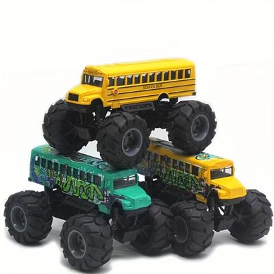 Monster School Bus литая металлическая модель игрушечного автомобиля с инерционным механизмом Monster Truck Alloy Big Wheels Play Vehicle Car Gifts для мальчиков и девочек