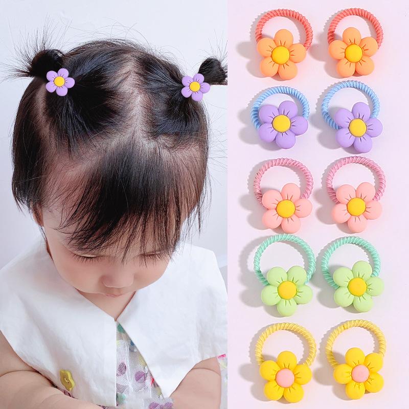 10PCS/Set 2CM Mini Cartoon Baby Girls Hair Ties Children HairBands Ponytail Elastic Rubber Band Newborn Hair Accessories
