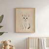 Plakat Kotek Na Beżowym Tle Plakat Kotek Na Beżowym Tle, 50X70 Cm, Rama Drewniana Ciemny Brąz, Papier Matowy 230 Gsm