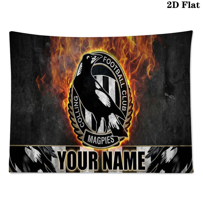 Custom Name Collingwood Football Club Printed Tapestry – Wall Hanging for Bedrooms, Dorms, and Home Decor