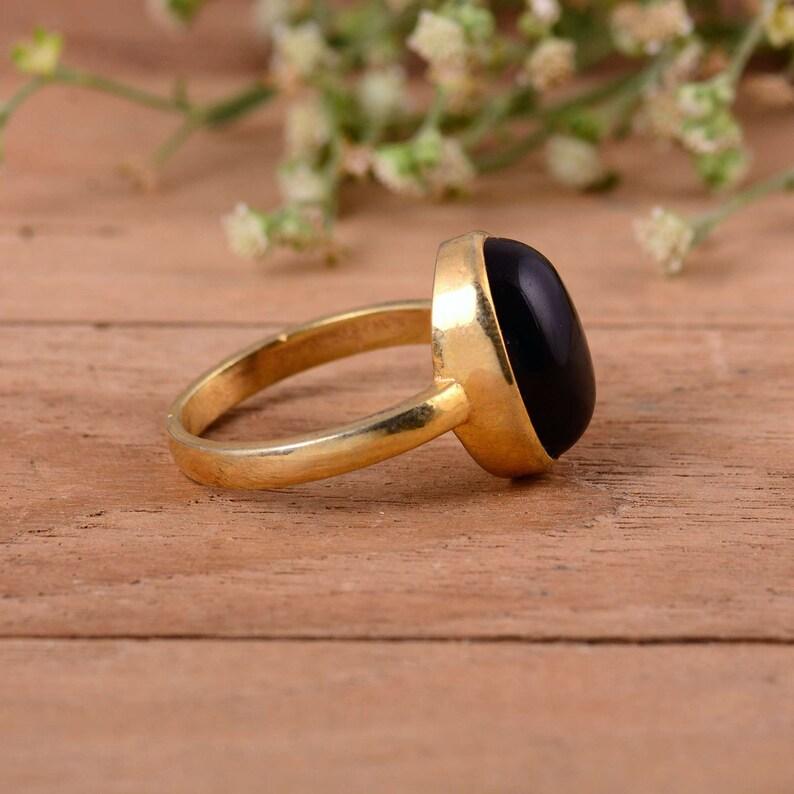Кольцо с черным ониксом, Кольцо из серебра 925 пробы, Женское кольцо, Позолоченное кольцо, Составное кольцо, Кольцо с безелем, Юбилейное кольцо, Серебряные украшения