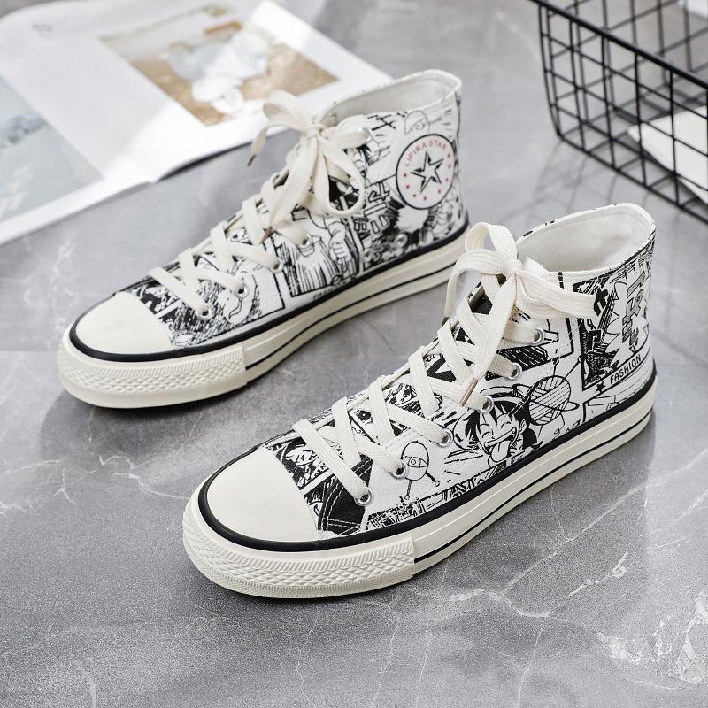 Повседневная мужская обувь Tide One Piece Cartoon High And Low Top Canvas Shoes Men Board Shoes Men