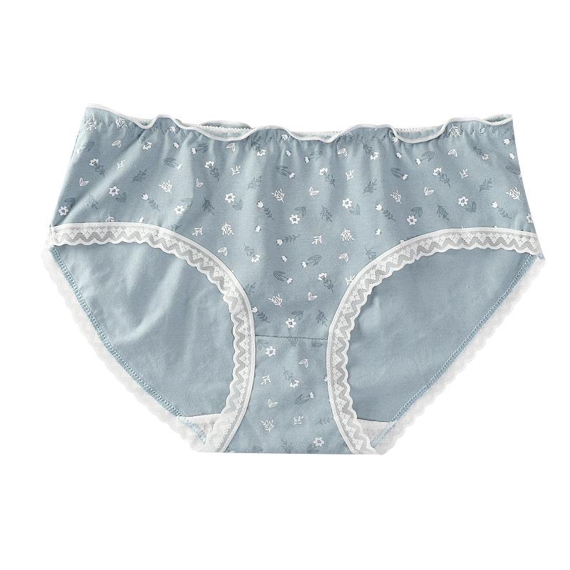 Женское кружевное хлопковое нижнее белье со средней посадкой: Японский и корейский стиль, простой и сексуальный, удобный и дышащий.