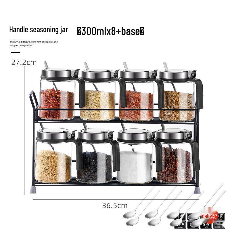 Набор кухонных банок для приправ из нержавеющей стали и стекла с пружинной крышкой и ложкой