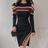 Sexy Retro Mid-Length Knitted Sweater Dress for Women - Autumn/Winter Collection