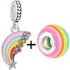 2pcs Colorful Paw Flower Butterfly Beads Rainbow Fit Original Brand Charms Silver Color Bracelets Necklaces Women Diy Jewelry