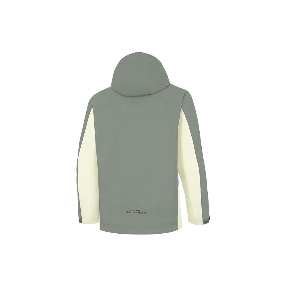 Li-Ning Спортивная куртка с капюшоном «три в одном» с цветными блоками, мужские куртки серо-зеленого цвета AWBT015-1