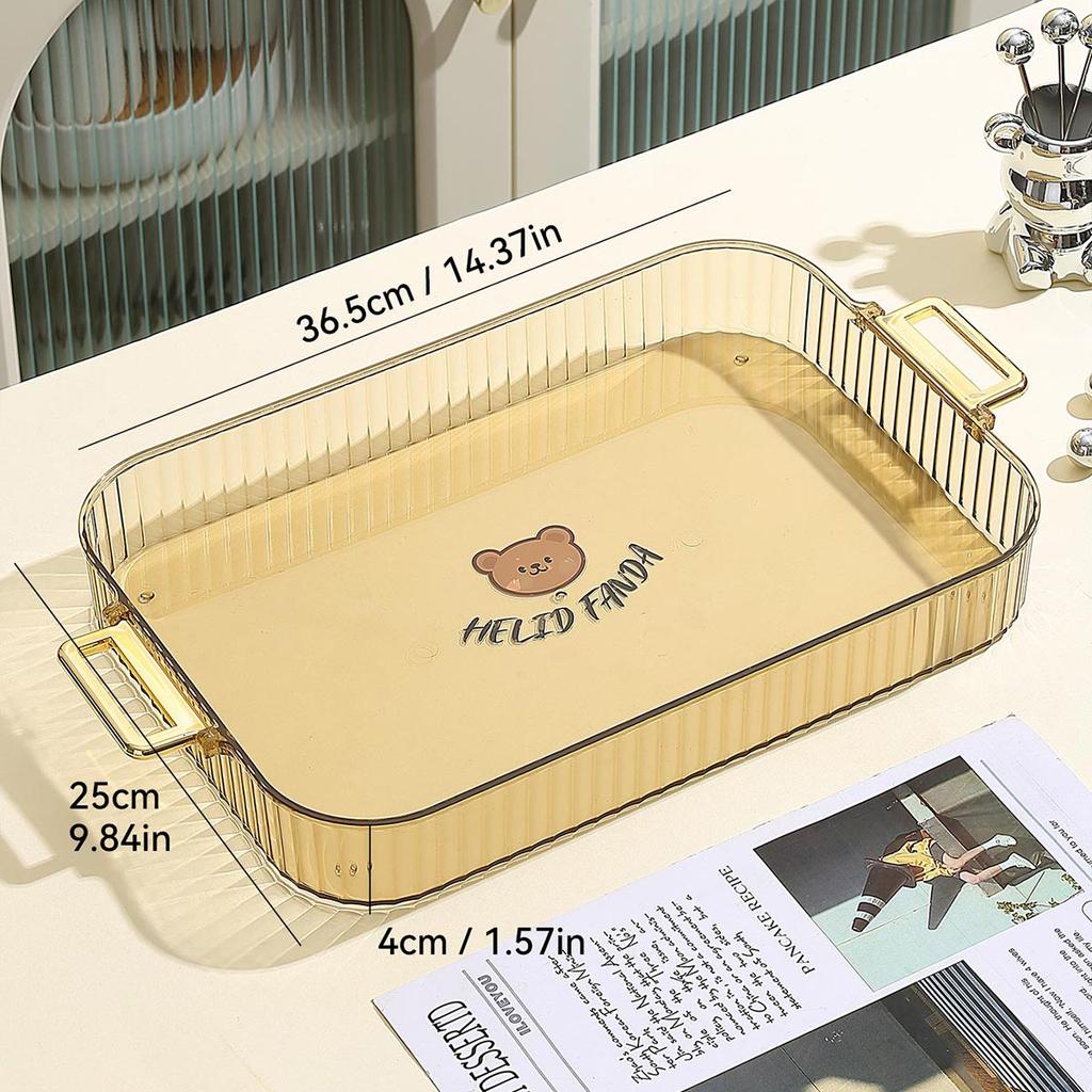 Пластиковый сервировочный поднос с ручкой Поднос для фруктов для гостиной Чайный поднос Прозрачный Обеденная тарелка Кухонный