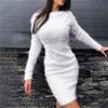 Winter Plush Warm Sweater Dress Women Long Sleeve Round Neck Dresses Party Bodycon Mini Dress