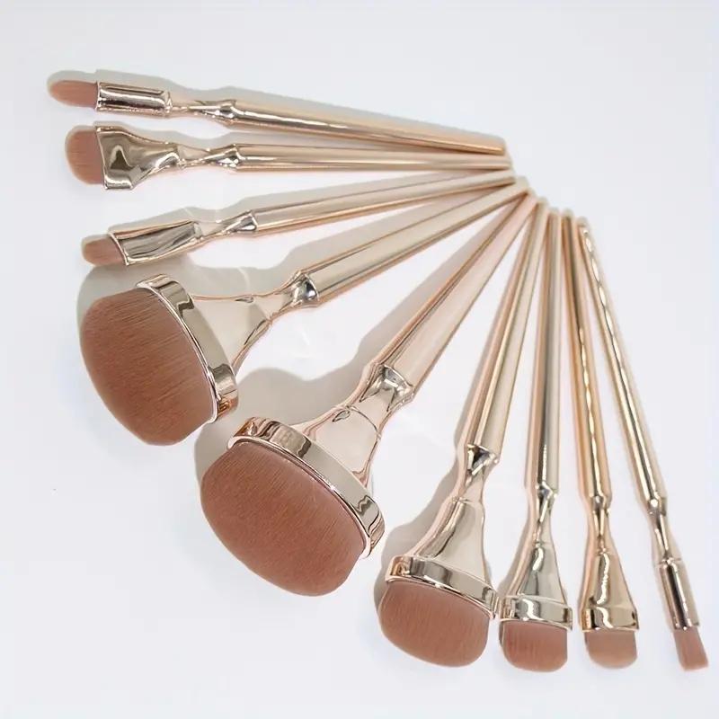 9Pcs Makeup Brushes Set Gold Handle for Foundation Powder Soft Fluffy Makeup Tools Cosmetic Powder Eye Shadow Foundation Blushes