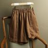 Women's Spring and Summer High-waisted Draped Casual Shorts Solid Color Cotton and Linen Comfortable Straight Leg Pants
