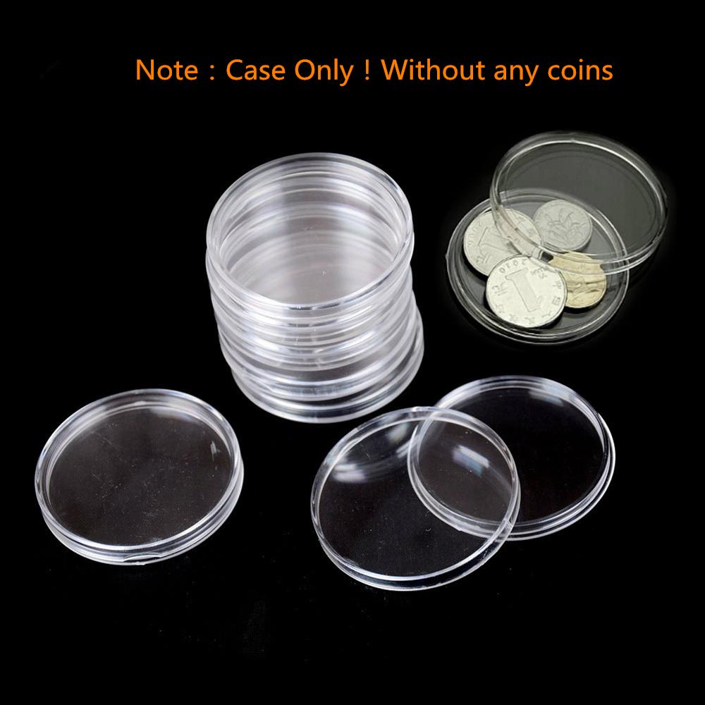 25pcs 40mm Clear Round Plastic Coin Container