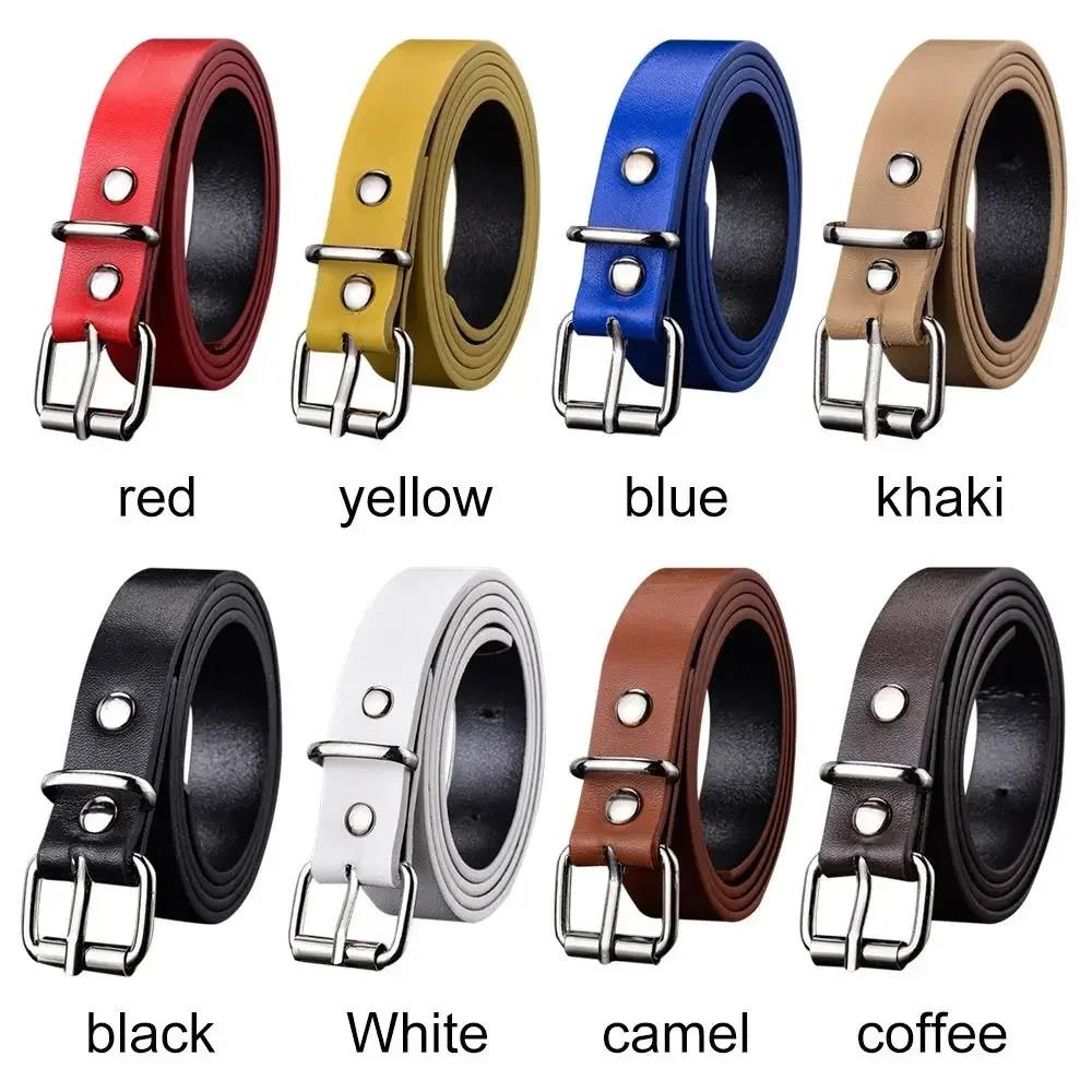 1PC Children PU Leather Belt - Adjustable Waist Strap With Metal Buckle For Jeans Pants And Dresses