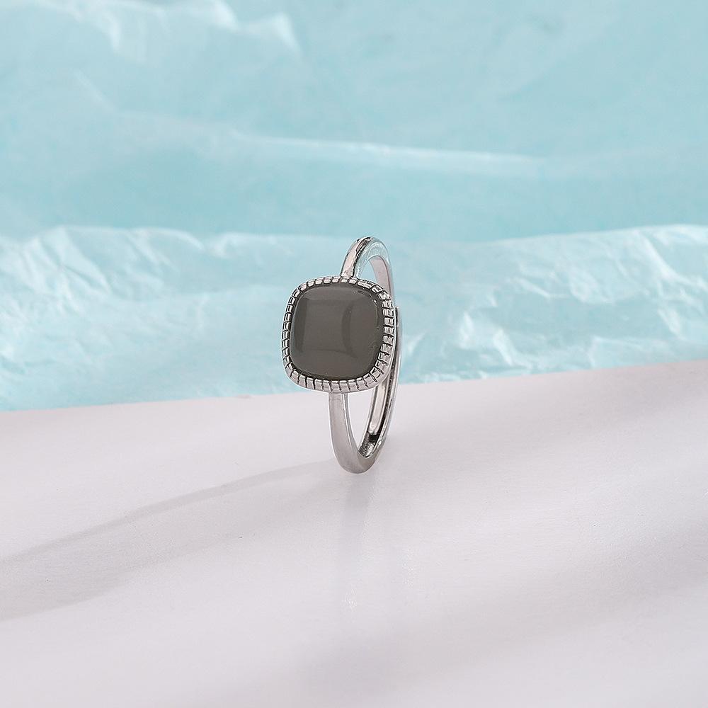 Трехмерный дизайн Хэтяньский нефрит квадратное открытое кольцо китайский стиль узор ремесло легкая роскошь женская медь циркон