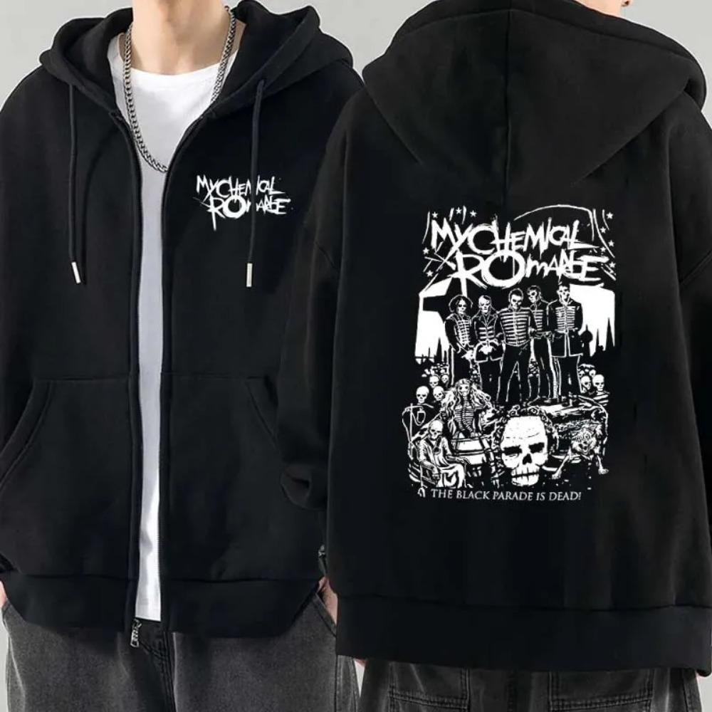 Мужская мода толстовки с капюшоном куртка пальто My Chemical Romance Mcr Dead молния толстовка с капюшоном свободный черный парад панк эмо молния толстовка