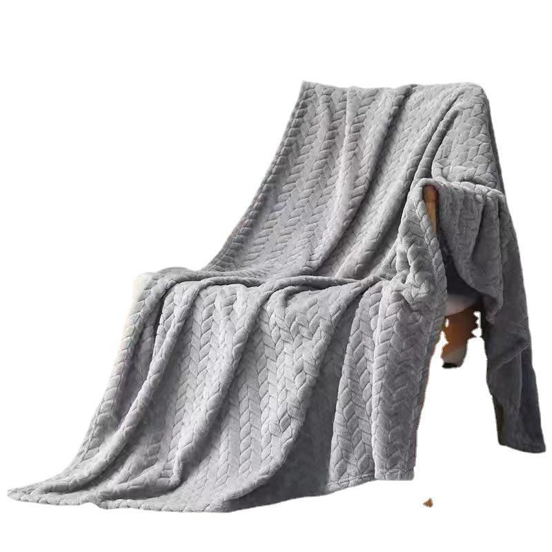 Однотонный плед из флиса с колосьями пшеницы и кораллового флиса - Детский подарочный плед