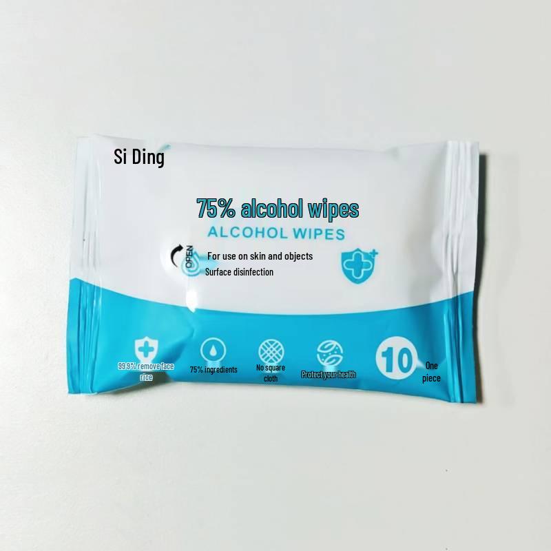 Упаковка из 10 стерилизующих ватных дисков с 75% спиртом - Одноразовые дезинфицирующие влажные салфетки