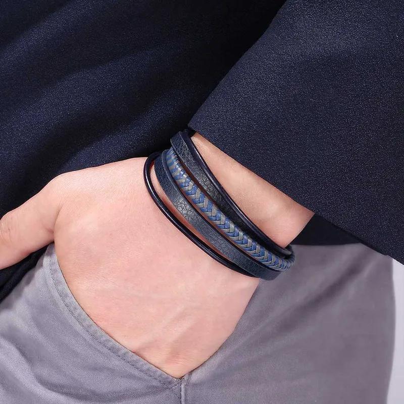 Плетеные кожаные браслеты ручной работы для мужчин и женщин, черный браслет-обертка, новые модные ювелирные изделия в подарок