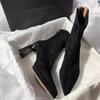 Women High Heels Pointed Toe Ankle Chelsea Boots Suede Chunky Fashion Walking Shoes 2025 Winter Brand Pumps Dress Zapatos Mujer
