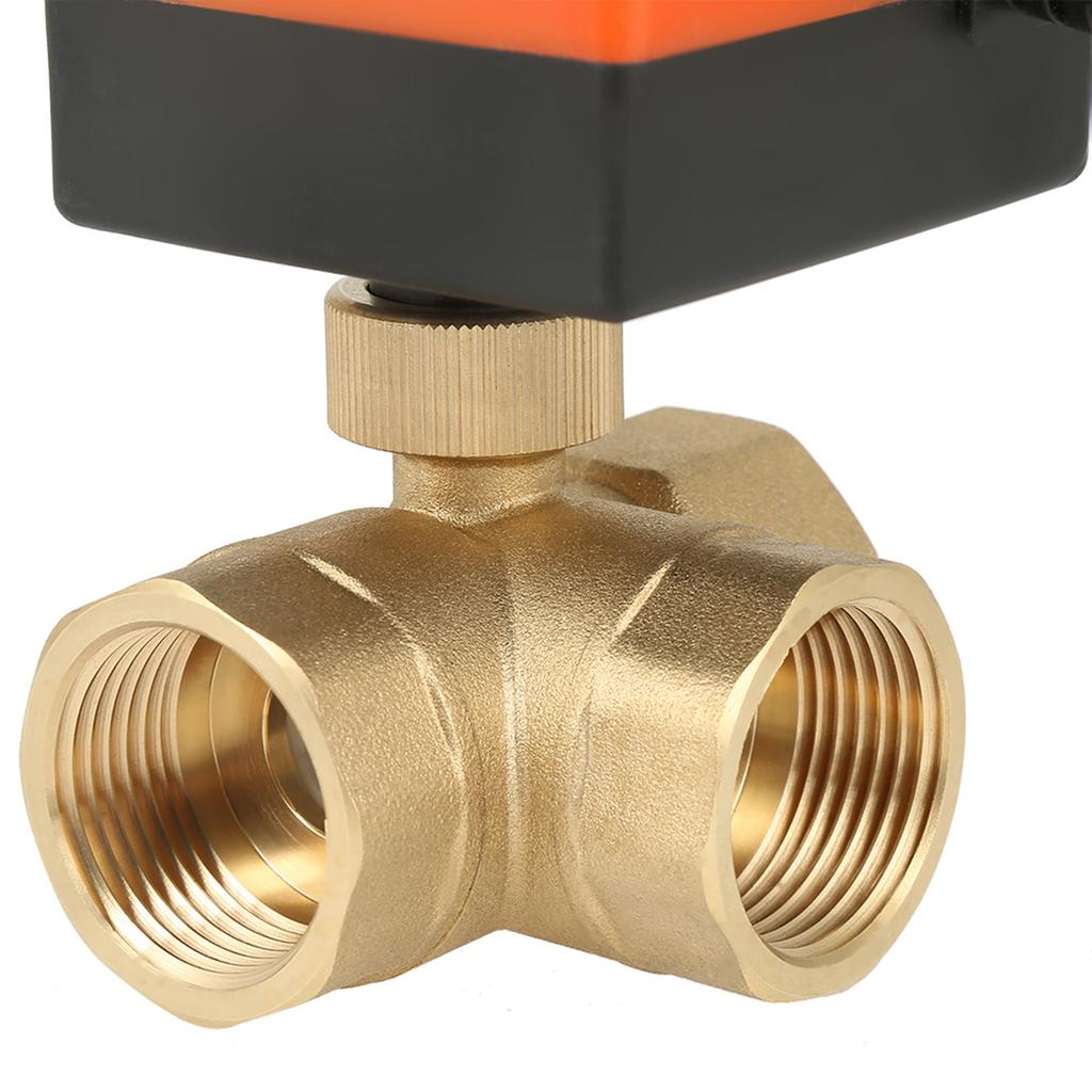 AC 220V Brass Electric Motorized Ball Valve 3 Way 3 Wire T Type 1.6pa Thread DN25 G1