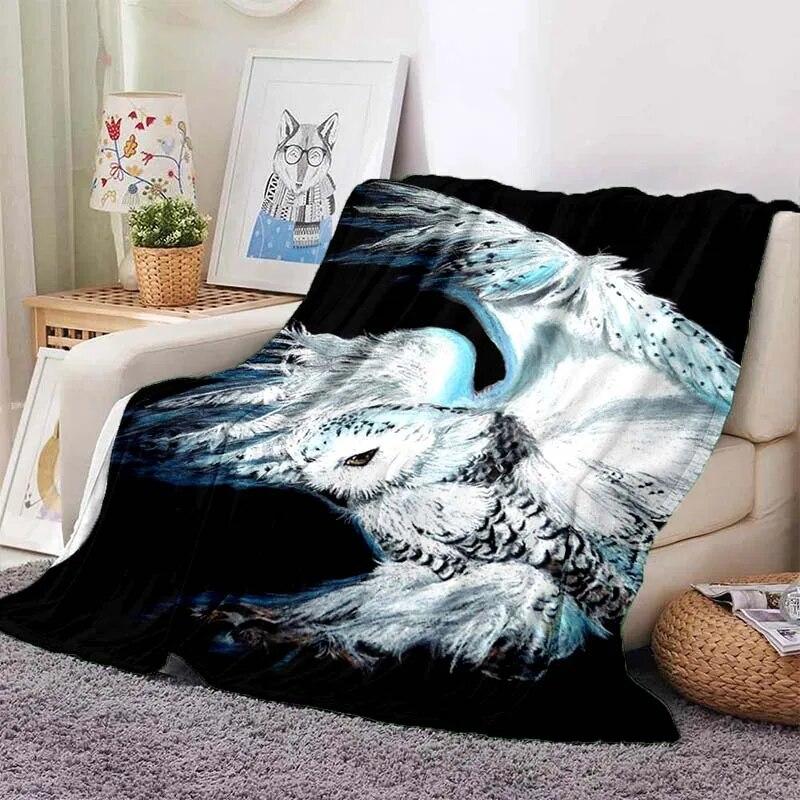 Фланелевое одеяло с 3D принтом совы, теплое и мягкое одеяло с рисунком совы для дивана, офиса, дома, путешествий, кемпинга, подарок на день рождения