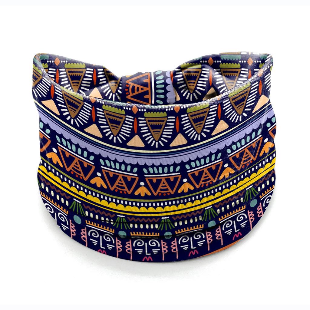 Bohemian African Ethnic Print Knotted Yoga Headband – Wide Elastic Women's Hair Accessory