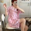 Женская пижама, летняя, с коротким рукавом, комплект одежды для сна с рисунком в виде милого медведя, пижама для женщин с оборками, домашний комплект одежды для сна, кардиган