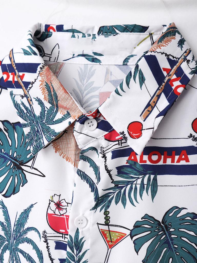 Рубашка свободного покроя с коротким рукавом HawaiianTropical Coconut Trees для мужчин, винтажная, для пар, пляжные рубашки для лета, уличная одежда