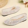 Модные сексуальные балетки с кружевным бантом, женские, с круглым носком, белые мокасины из сетки, летние туфли с кружевной вышивкой, женские лоферы слипоны, размер 43