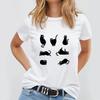 Футболки женские из чистого хлопка с круглым вырезом и короткими рукавами, свободные, с летним принтом