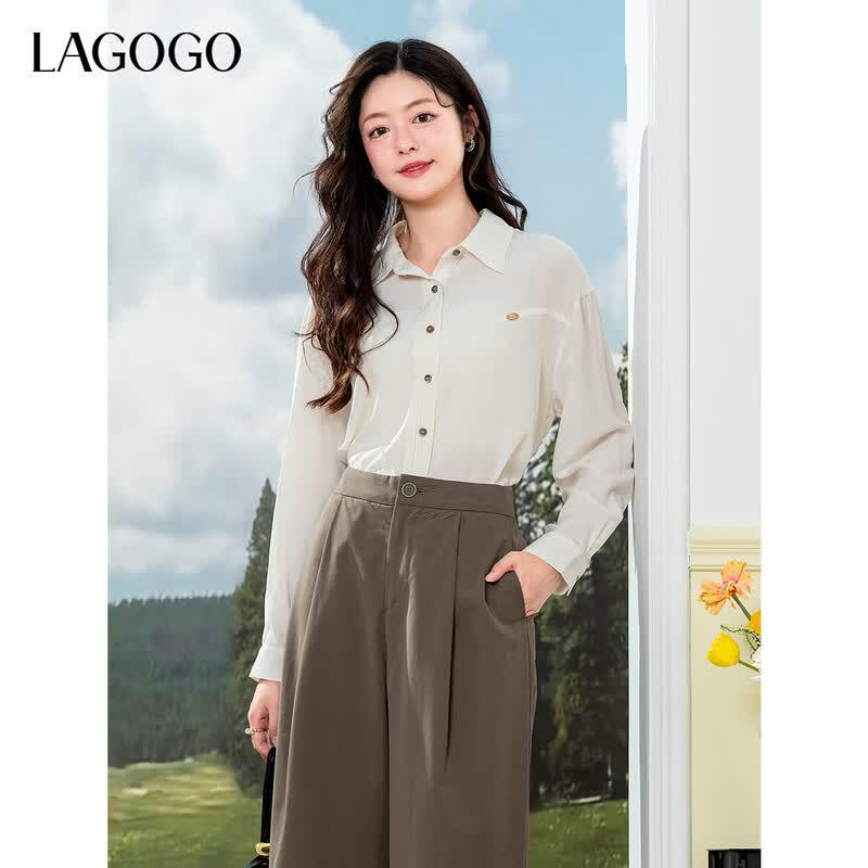 LAGOGO Women's Loose-Fit Dropped Shoulder Shirt