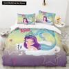 Пододеяльник с изображением мультяшной русалочки, принцессы, короля и королевы, красивый комплект постельного белья с принтом русалки, детский комплект из 2/3 предметов, полиэстер, пододеяльник