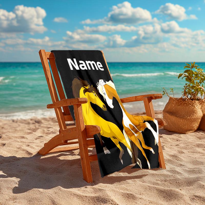 Personalized customized proof beach towel with Spirit Riding Free pattern - soft, absorbent,quick-drying,perfect swimming,camping&bathing